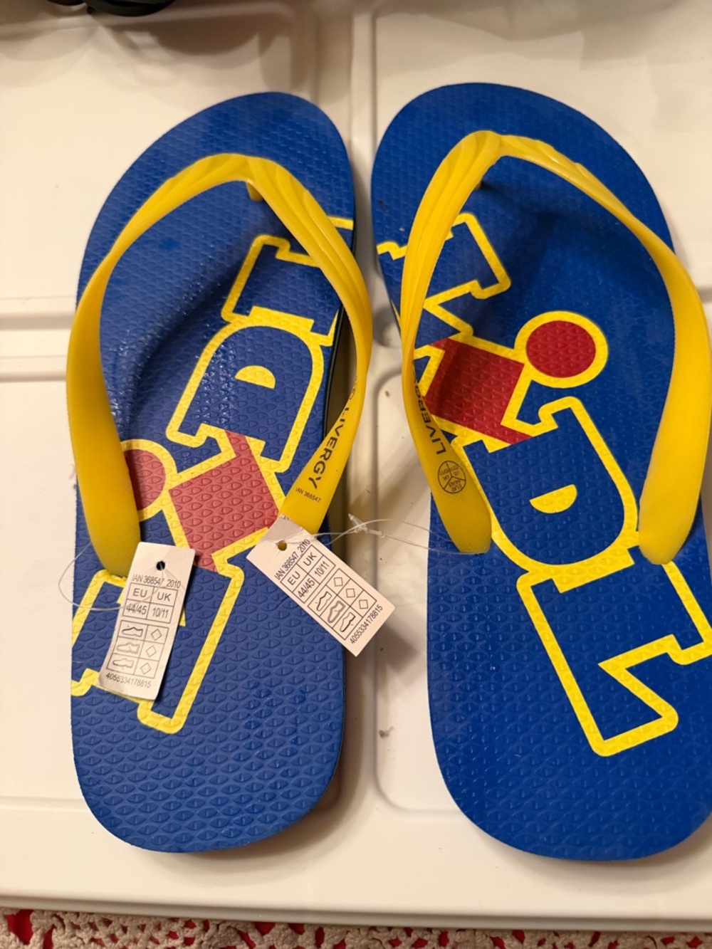 Mens Blue & Yellow Flip Flops from LIDL